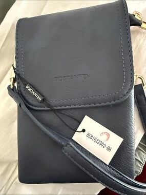 Bostanten Minimal midnight blue Mini Crossbody Bag with Gold Hardware